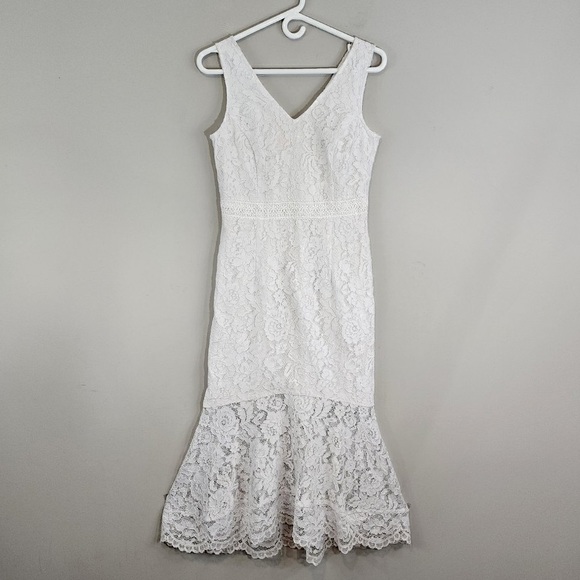 Nanette Lepore White Lace Mermaid Midi Dress Sz. 4 - Picture 3 of 12